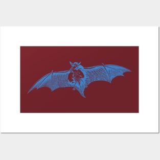 Mother Bat and Kids - blue Posters and Art